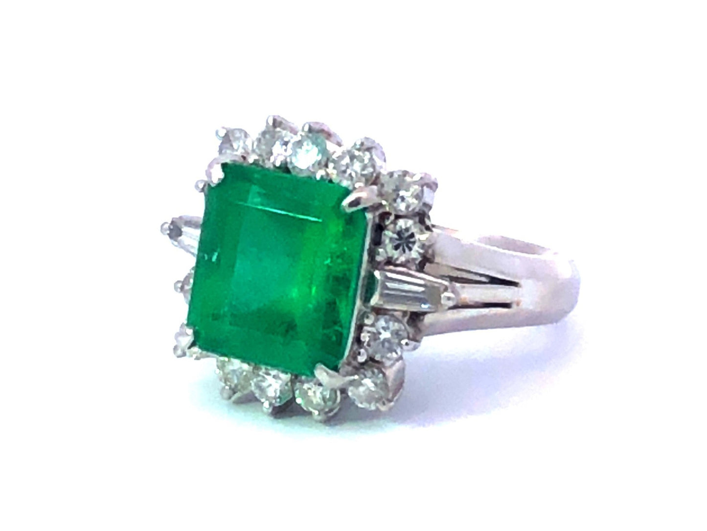 4.24ct Octagonal Colombian Emerald & Diamond Ring — GIA Certified, Platinum