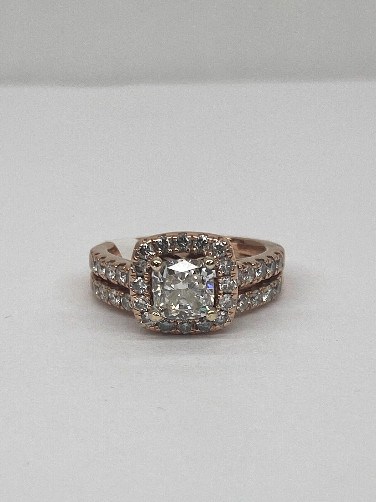 1.03ct Cushion Brilliant Diamond Halo Ring — GIA Certified, 14k Rose Gold