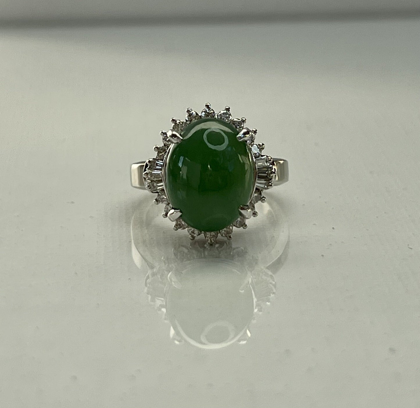 0.46ct Diamond & Jade Jadeite Ring — GIA Certified, Platinum 900
