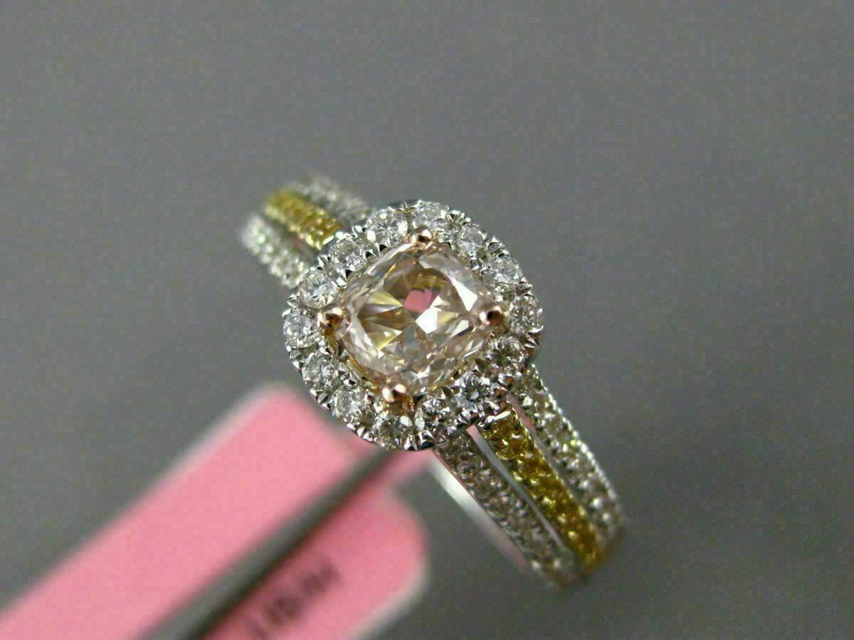 0.86ct Square Halo Diamond Engagement Ring — GIA Certified, 18k Tri-Color Gold