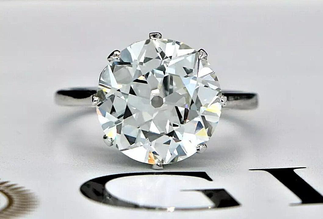 4.60ct Old European Brilliant Diamond Engagement Ring — GIA Certified, Platinum