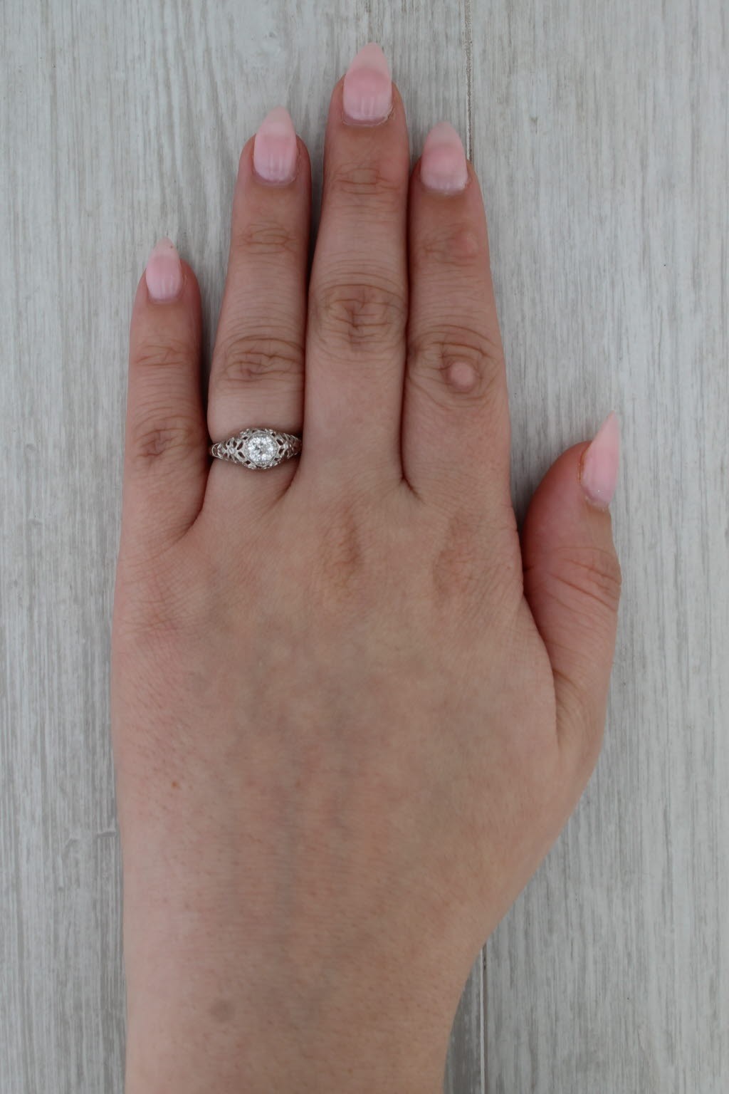 0.47ct Round Brilliant Diamond Halo Engagement Ring — GIA Certified, 14k White Gold