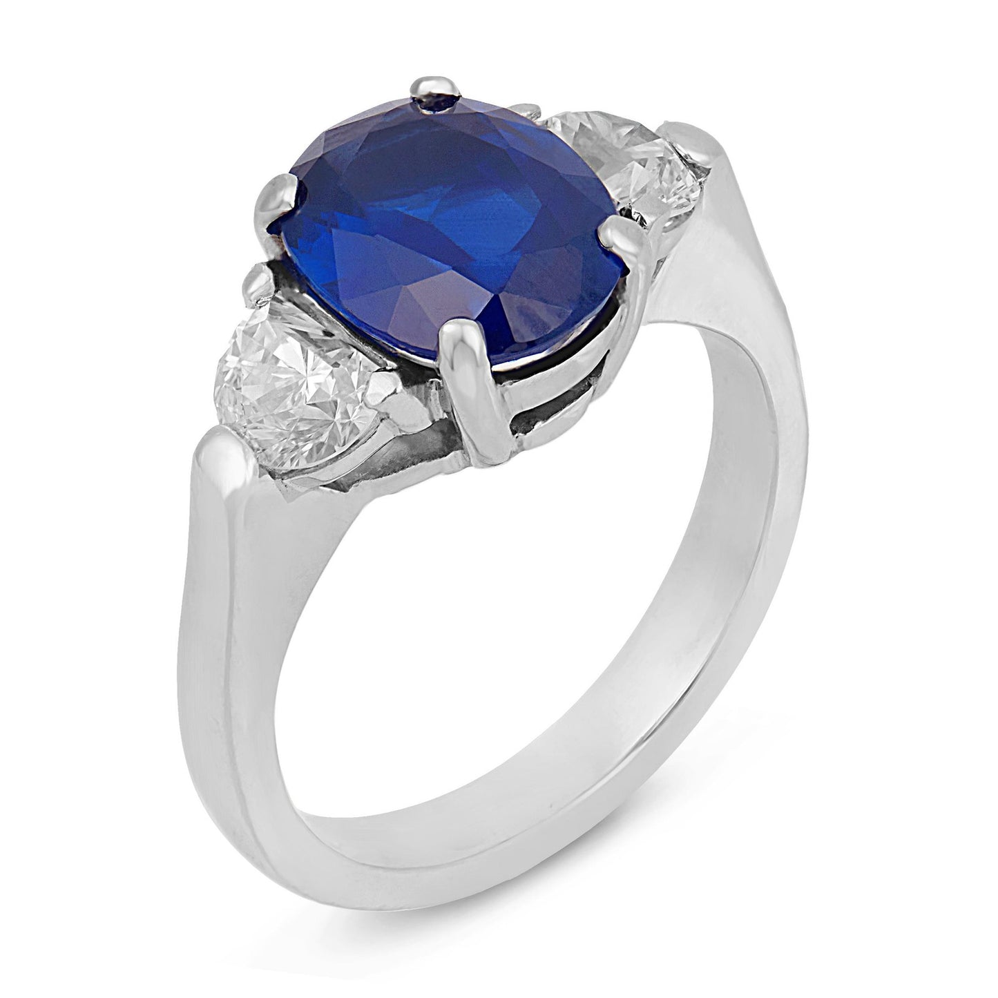 2.10ct Oval Sapphire Diamond Ring — GIA Certified, Platinum