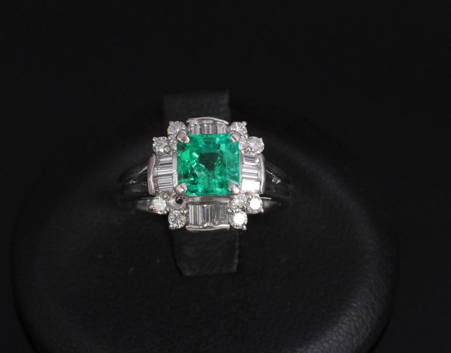 1.22ct Emerald Cut Colombian Emerald & 0.63ct Diamond Ring — GIA Certified, Platinum