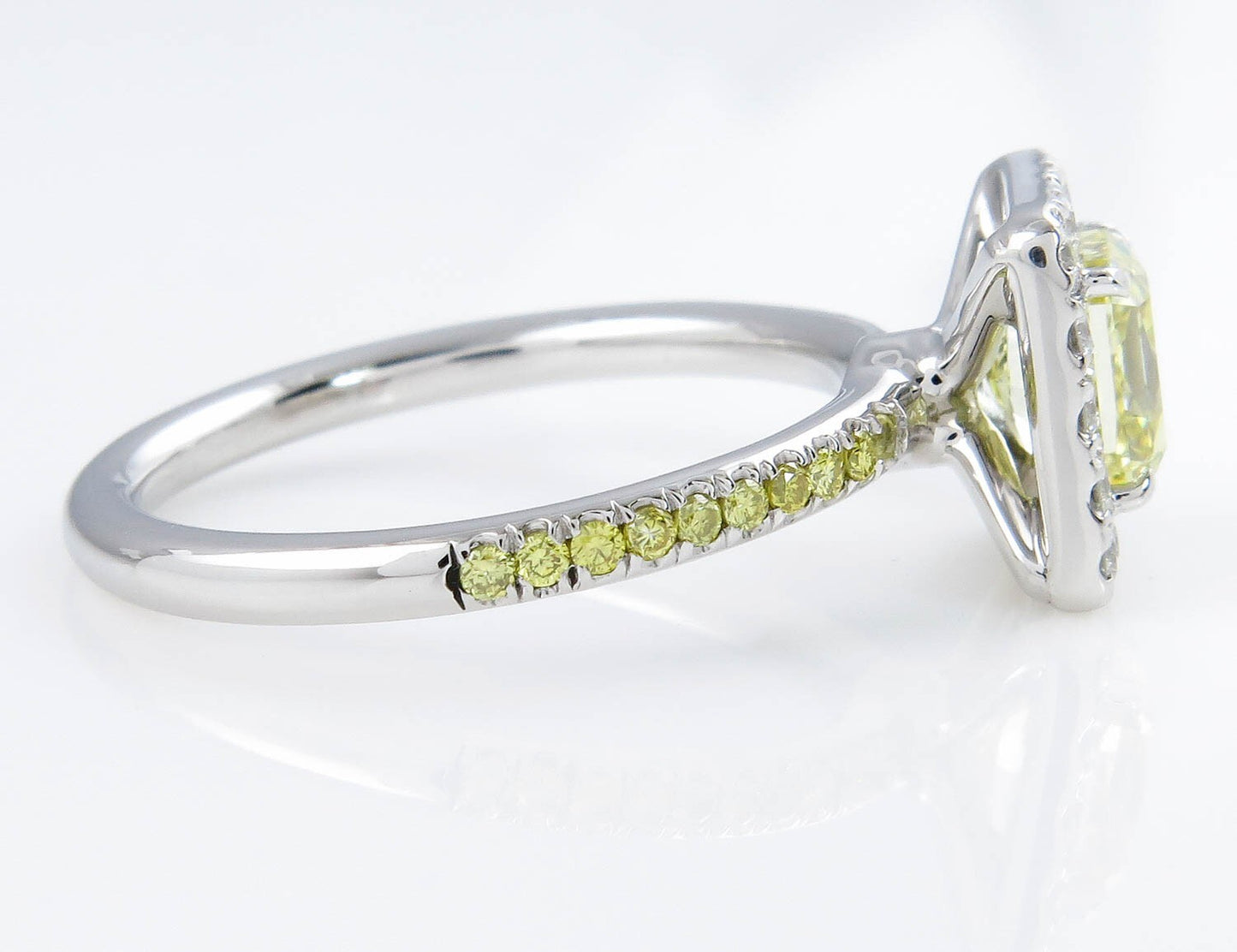1.55ct Fancy Yellow Radiant Diamond Halo Engagement Ring — GIA Certified, Platinum
