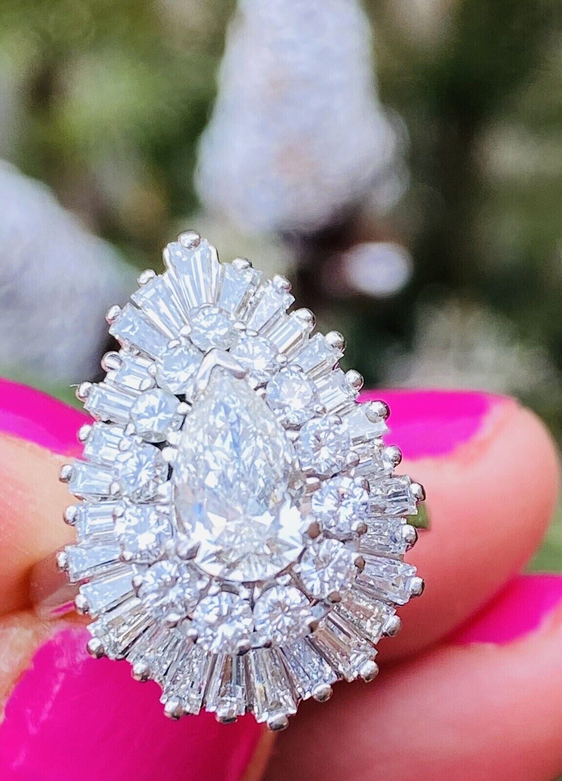 1.01ct Pear Brilliant Diamond Ballerina Ring — GIA Certified, Platinum