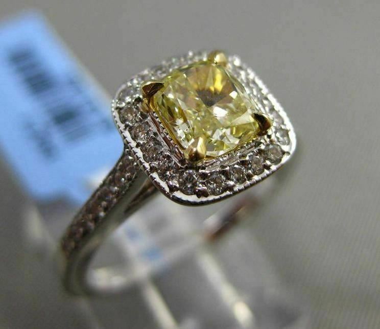 1.06ct Fancy Yellow Diamond Halo Engagement Ring — GIA Certified, 18k White Gold