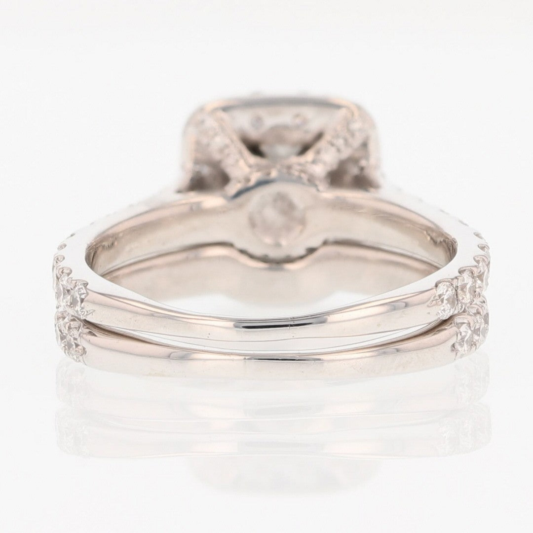2.39ct Princess Diamond Halo Wedding Set — GIA Certified, 14k White Gold