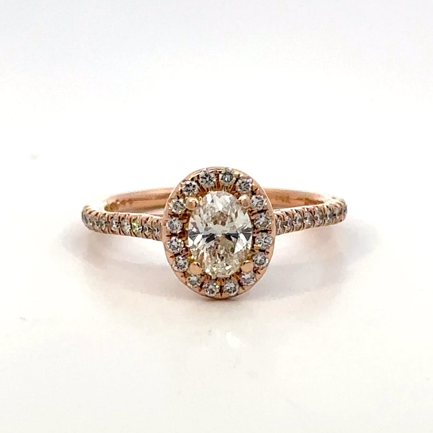 0.50ct Oval Brilliant Diamond Halo Ring — GIA Certified, 14k Rose Gold