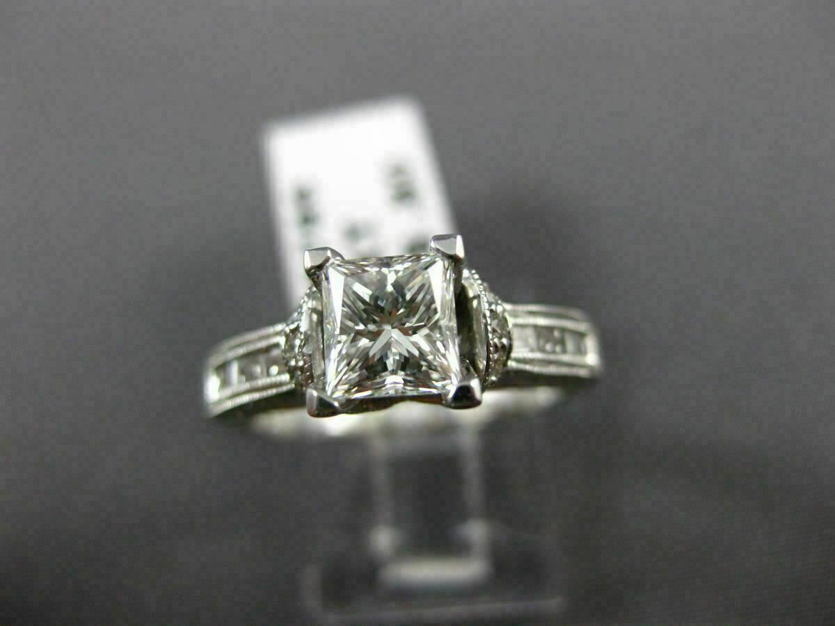 1.71ct Princess Diamond Milgrain Engagement Ring — GIA Certified, 14k White Gold