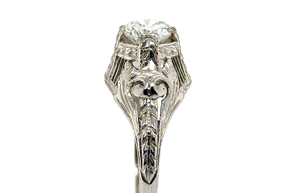 0.58ct Round Brilliant Art Deco Diamond Ring — GIA Certified, Platinum