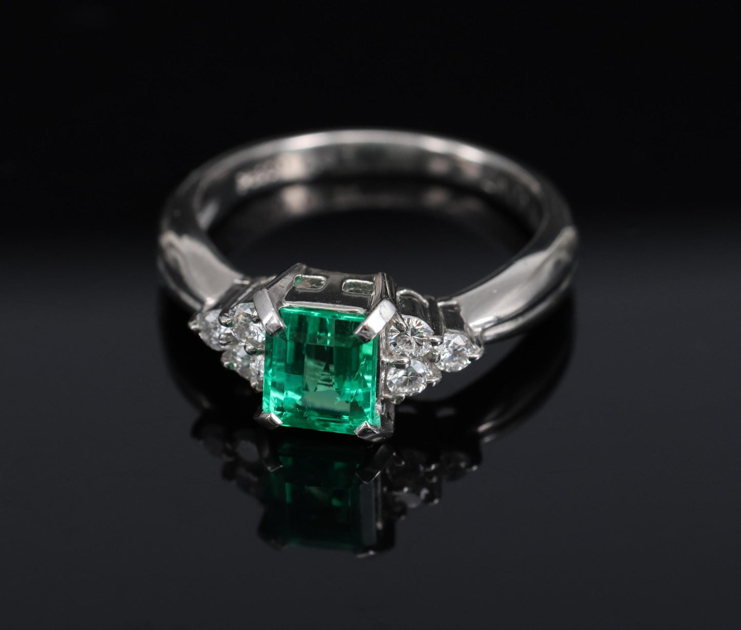 0.81ct Emerald Cut Colombian Emerald & Diamond Ring — GIA Certified, Platinum