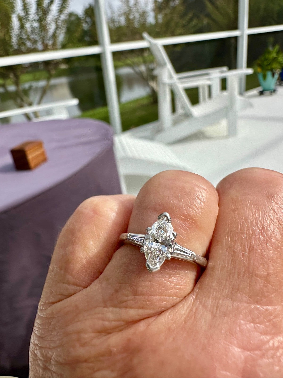 0.84ct Marquise Diamond 3-Stone Ring — GIA Certified, Platinum