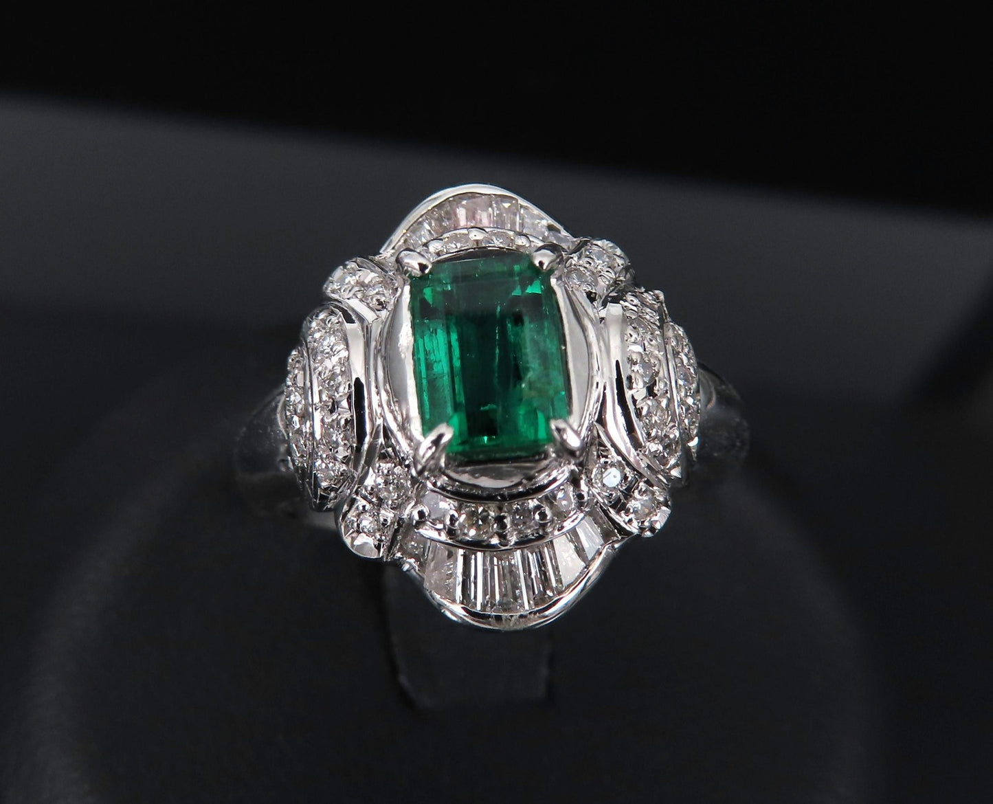 0.61ct Emerald Cut Colombian Emerald & 0.32ct Diamond Ring — GIA Certified, Platinum