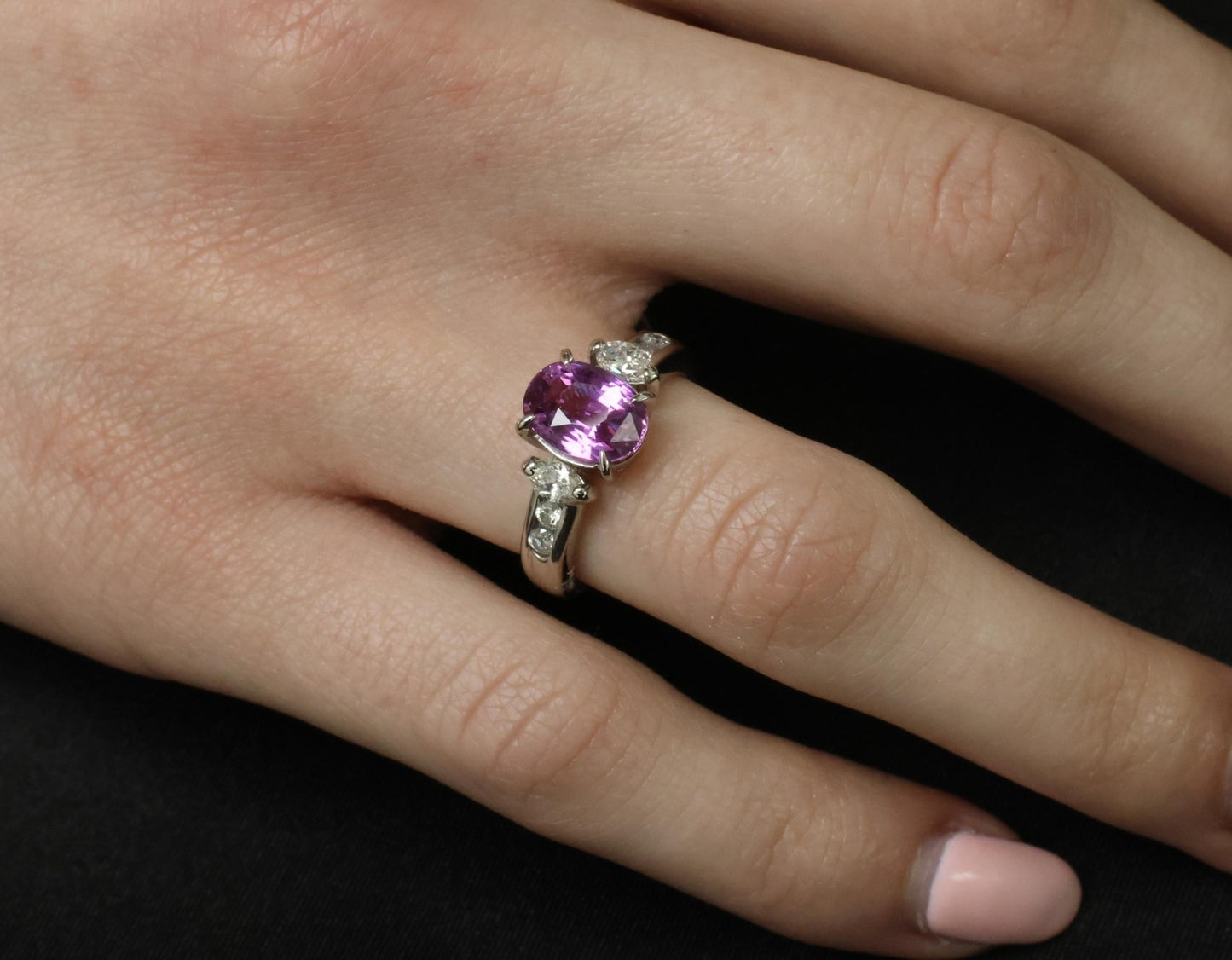 2.91ct Oval Pink Sapphire & Diamond Ring — GIA Certified, Platinum