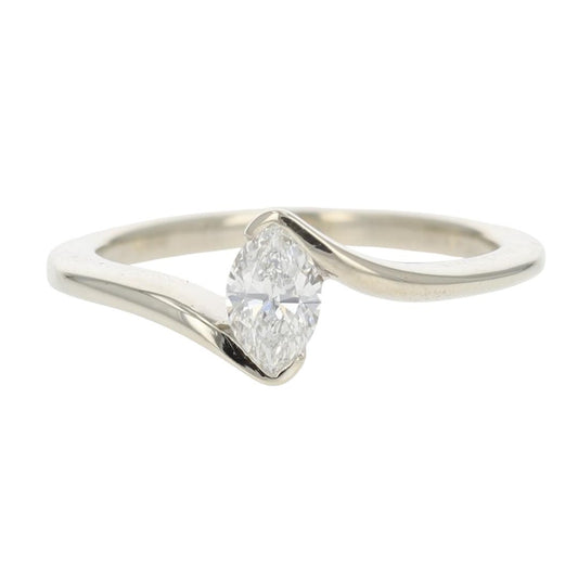 0.46ct Marquise Diamond Solitaire Ring — GIA Certified, 14k White Gold