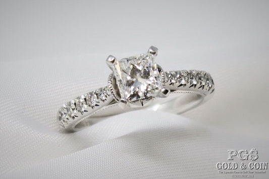 0.91ct Princess Diamond Engagement Ring — GIA Certified, 14k White Gold
