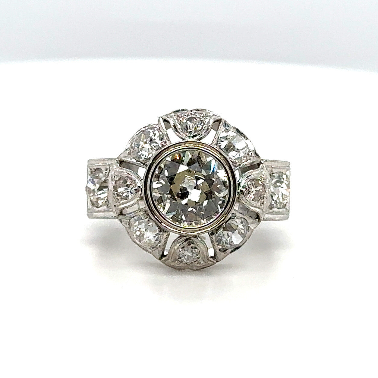 1.74ct Old European Brilliant Diamond Art Deco Ring — GIA Certified, Platinum