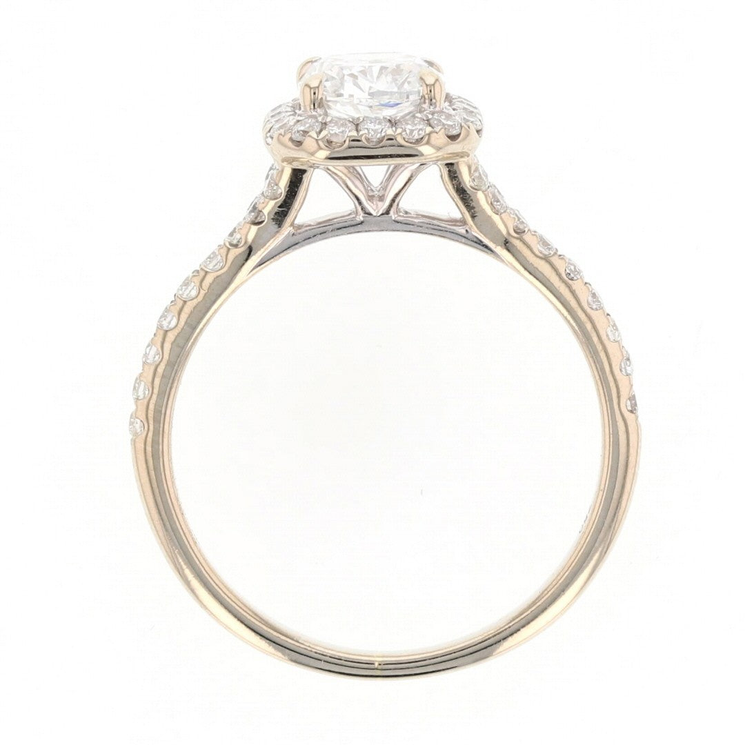 0.90ct Cushion Diamond Halo Engagement Ring — GIA Certified, 18k White Gold