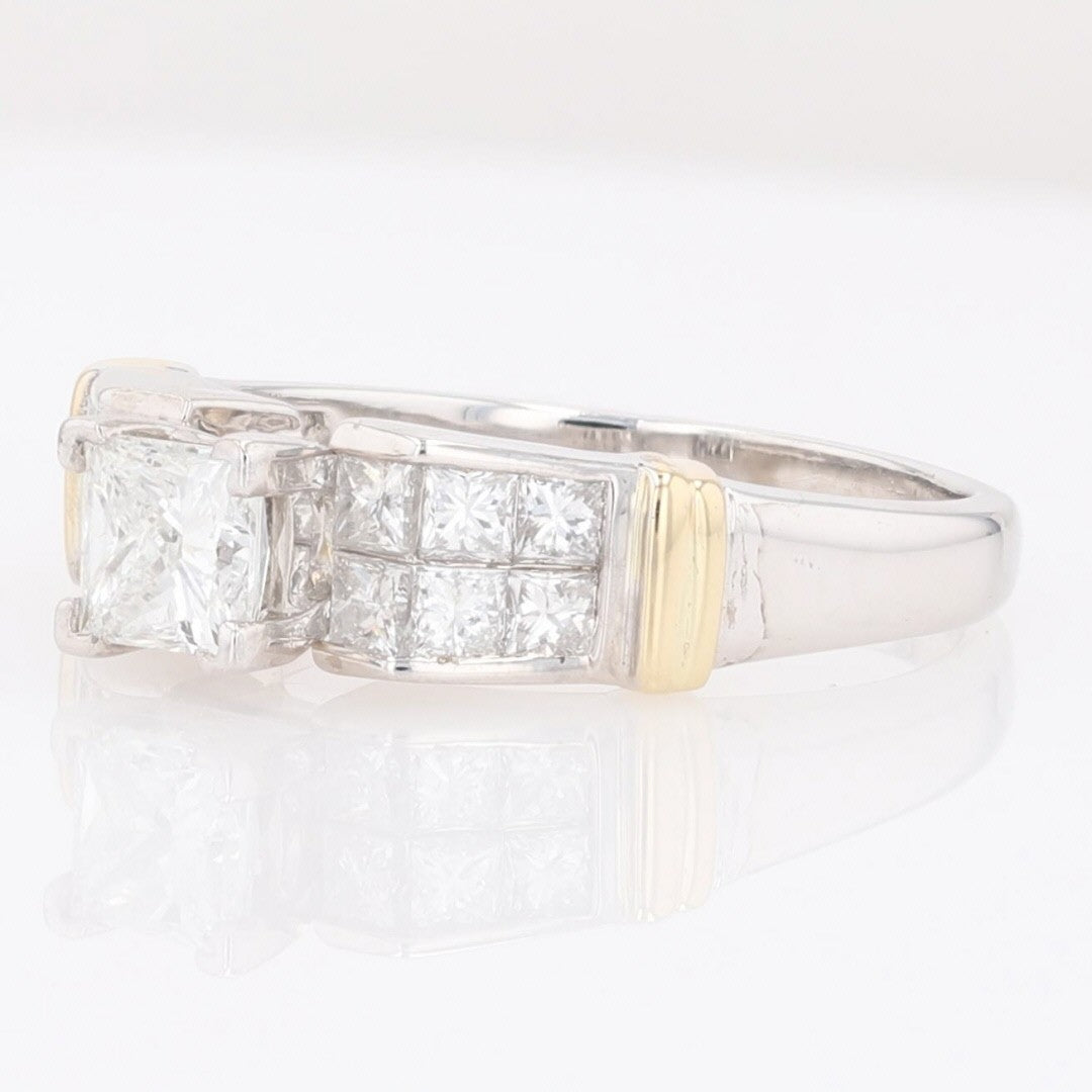 1.64ct Princess Cut Diamond Engagement Ring — GIA Certified, 14k Multi-Tone Gold