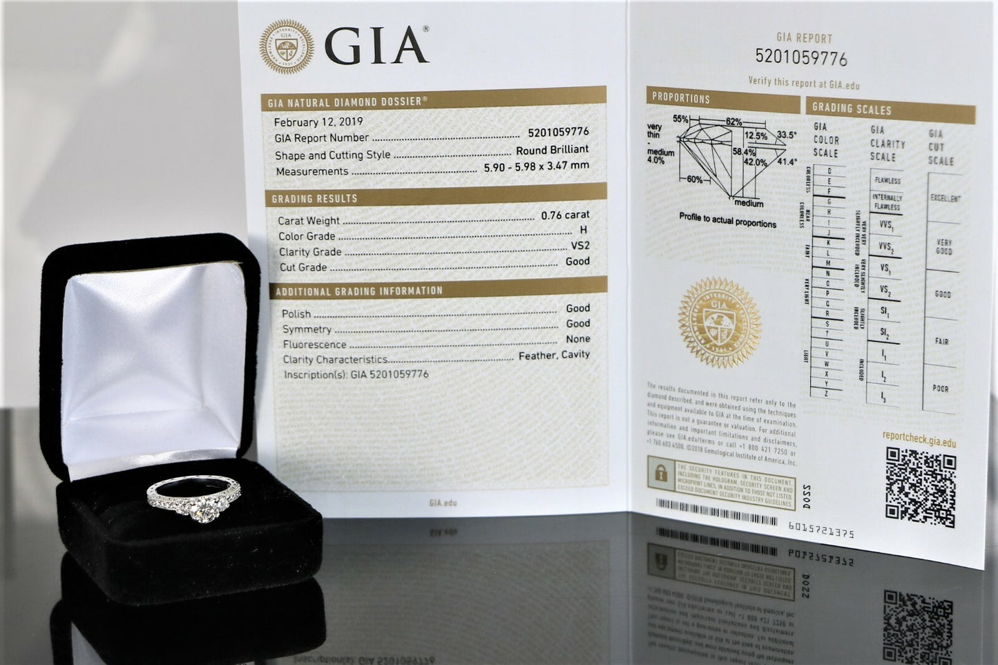 0.76ct Round Brilliant Diamond Three Stone Ring — GIA Certified, Platinum