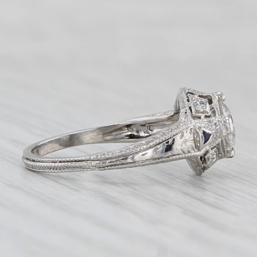 0.83ct Round Brilliant Diamond Art Deco Ring — GIA Certified, Platinum