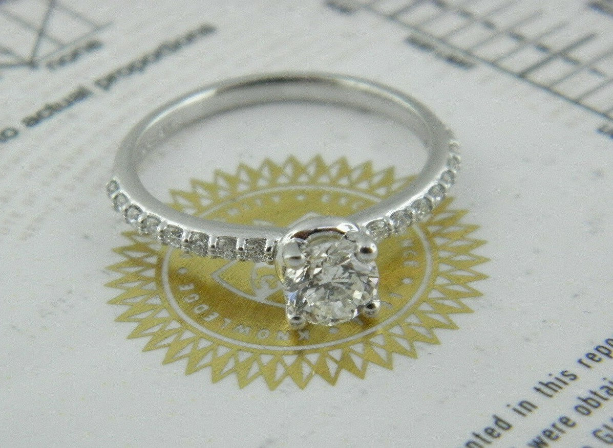 0.60ct Round Brilliant Diamond Engagement Ring — GIA Certified, 18k White Gold