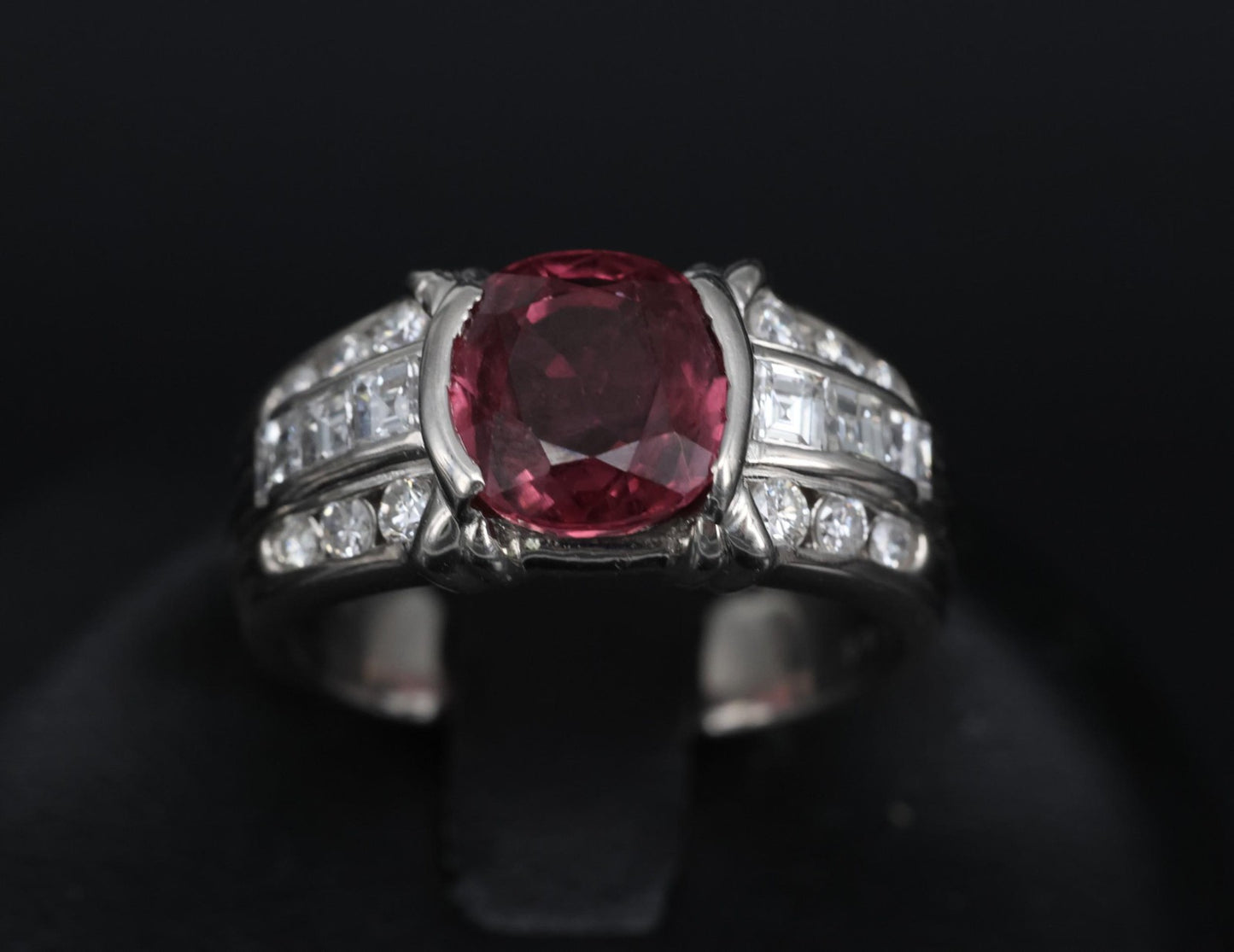 3.04ct Cushion Cut Ruby & Diamond Ring — GIA Certified, Platinum