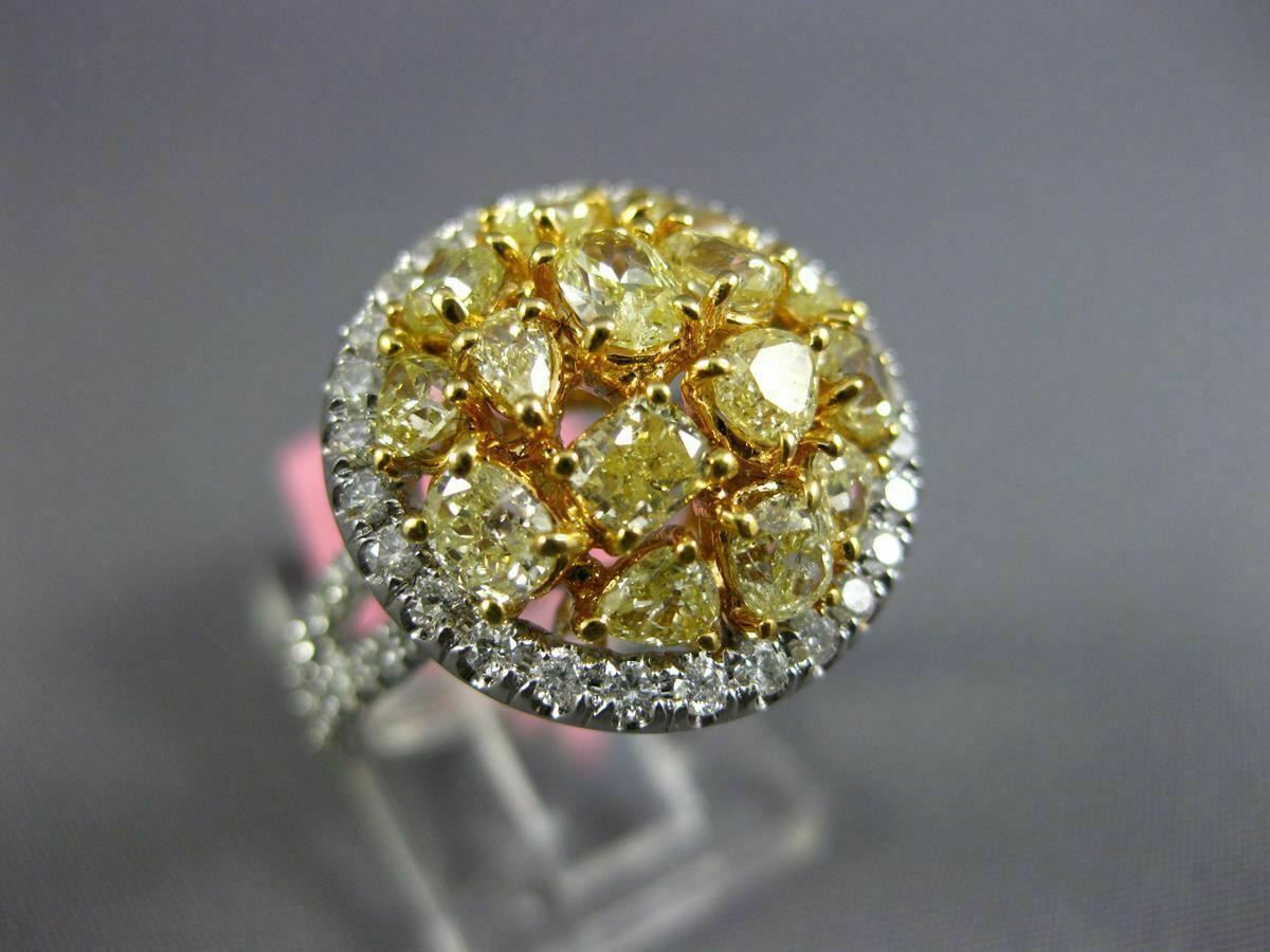 2.87ct Fancy Yellow & White Diamond 3D Cluster Ring — GIA Certified, 18k Two-Tone Gold