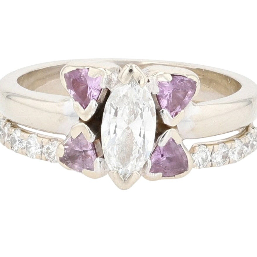 1.7ct Marquise Diamond Wedding Set — GIA Certified, 14k White Gold