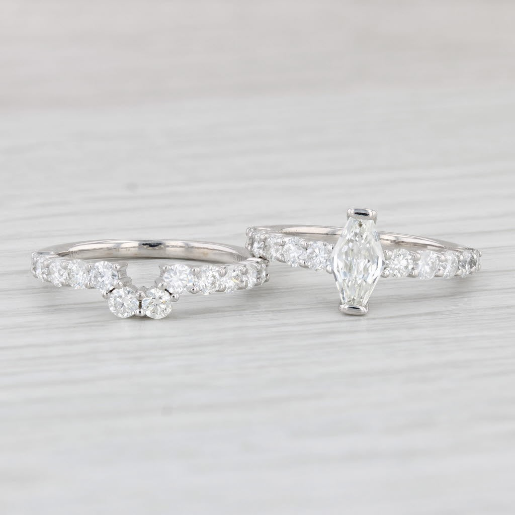 0.75ct Modified Hexagonal Mixed Cut Diamond Bridal Set — GIA Certified, 18k White Gold