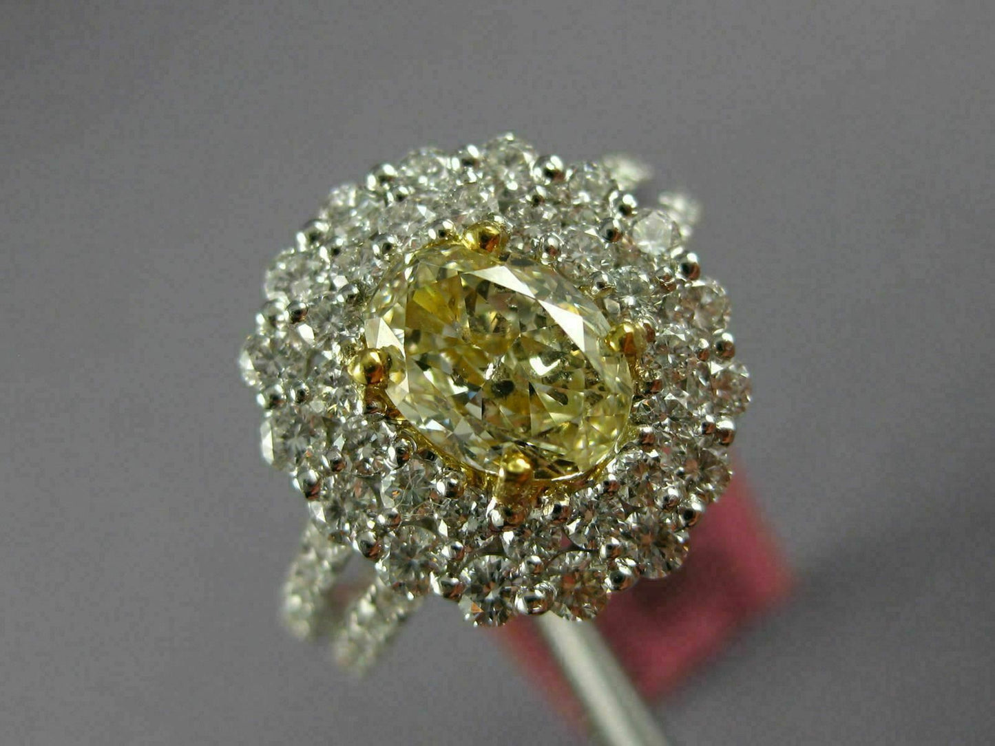 2.40ct Oval Diamond Halo Engagement Ring — GIA Certified, 18k Two-Tone Gold