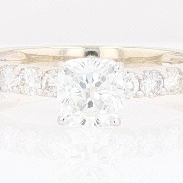 1.36ct Cushion Diamond Solitaire with Accents Ring — GIA Certified, 14k White Gold