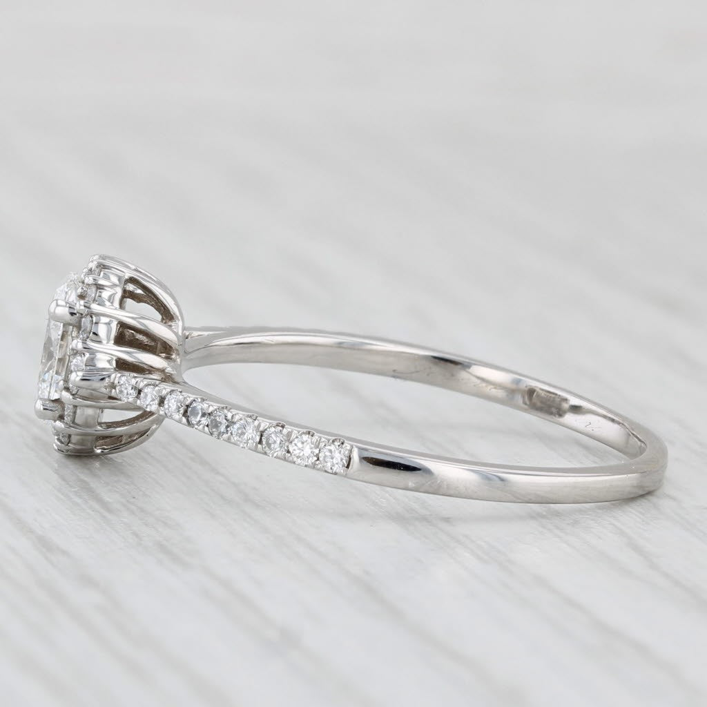 0.70ct Oval Brilliant Diamond Halo Engagement Ring — GIA Certified, 14k White Gold