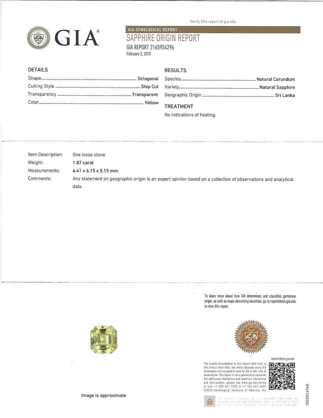 1.87ct Yellow Sapphire & 0.45ct Diamond Ring — GIA Certified, Platinum