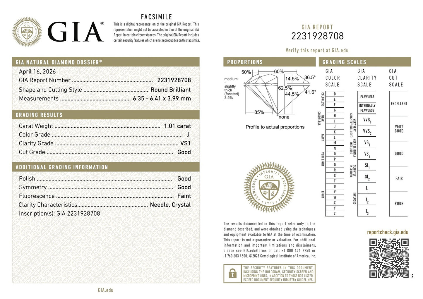 1.01ct Round Brilliant Diamond Solitaire Ring — GIA Certified, Platinum