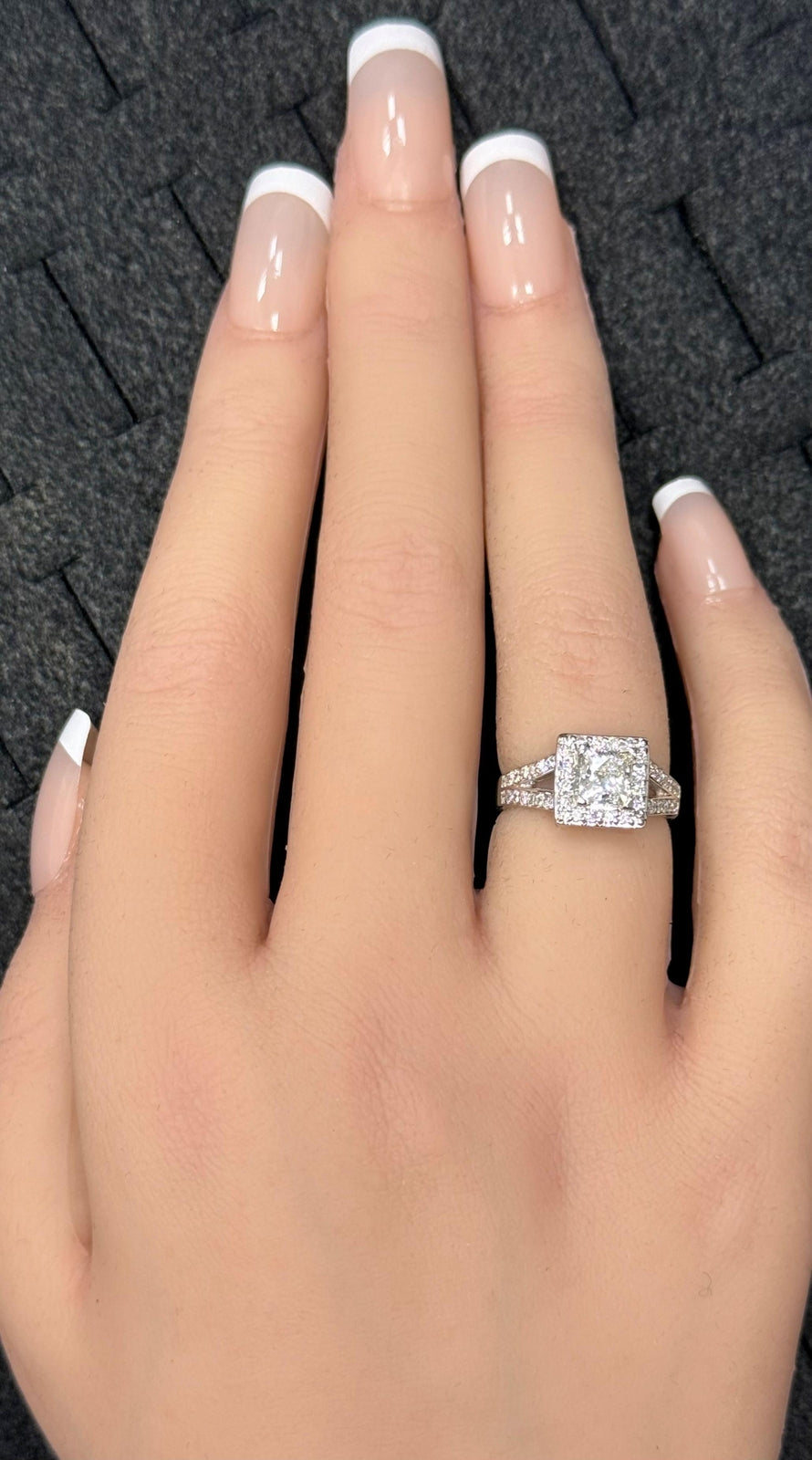 0.96ct Princess Cut Diamond Halo Ring — GIA Certified, 14k White Gold