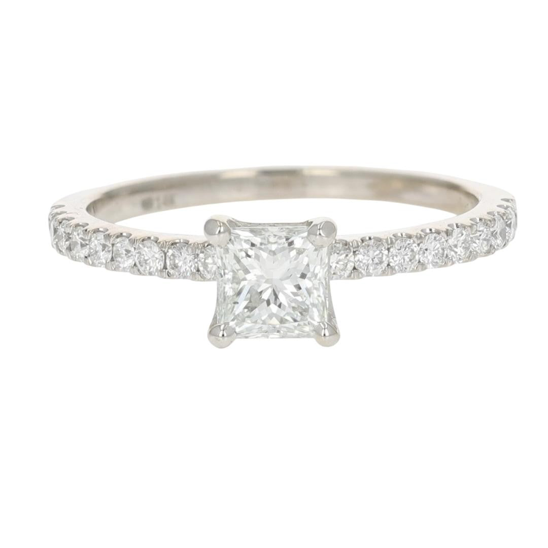 0.94ct Princess Diamond Solitaire Engagement Ring — GIA Certified, 14k White Gold