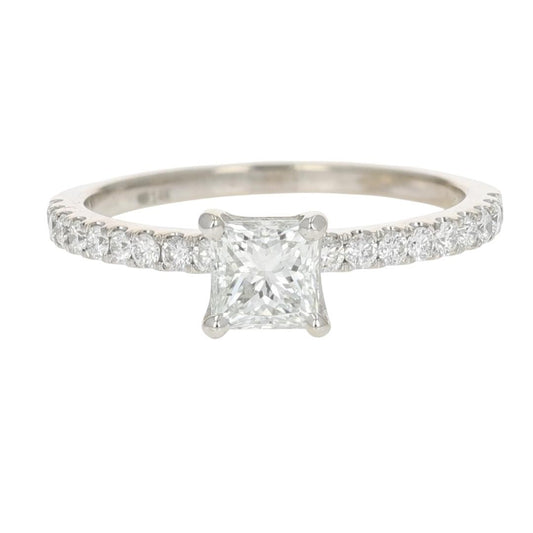 0.94ct Princess Diamond Solitaire Engagement Ring — GIA Certified, 14k White Gold