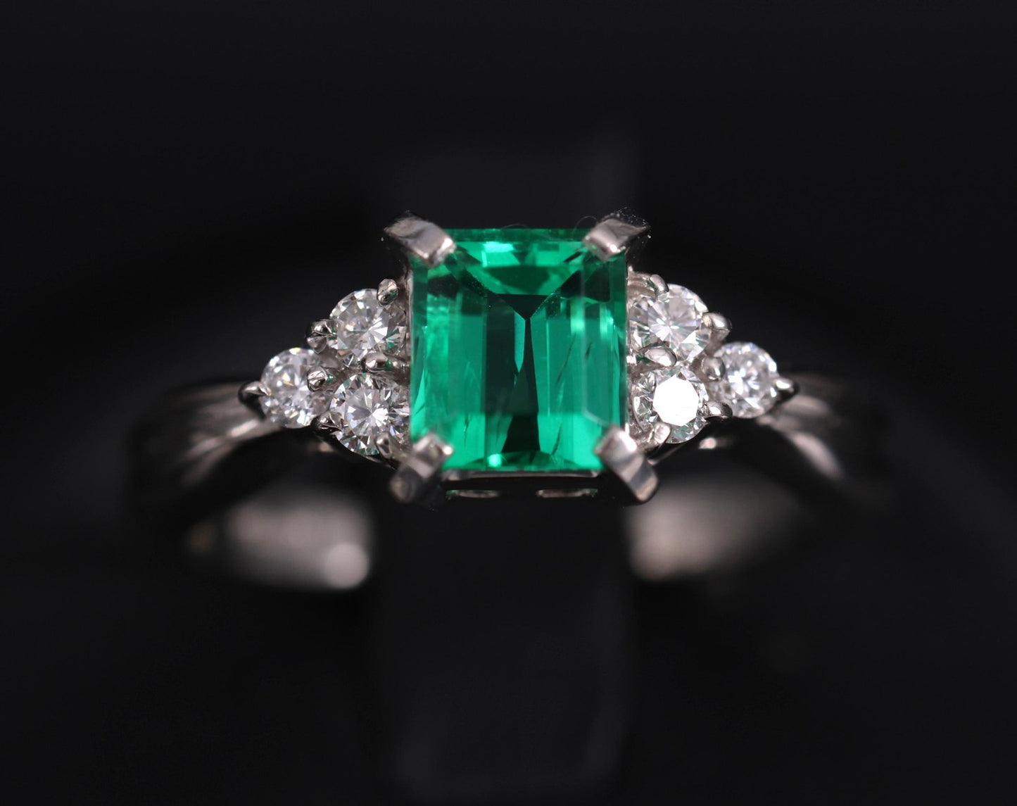 0.81ct Emerald Cut Colombian Emerald & Diamond Ring — GIA Certified, Platinum