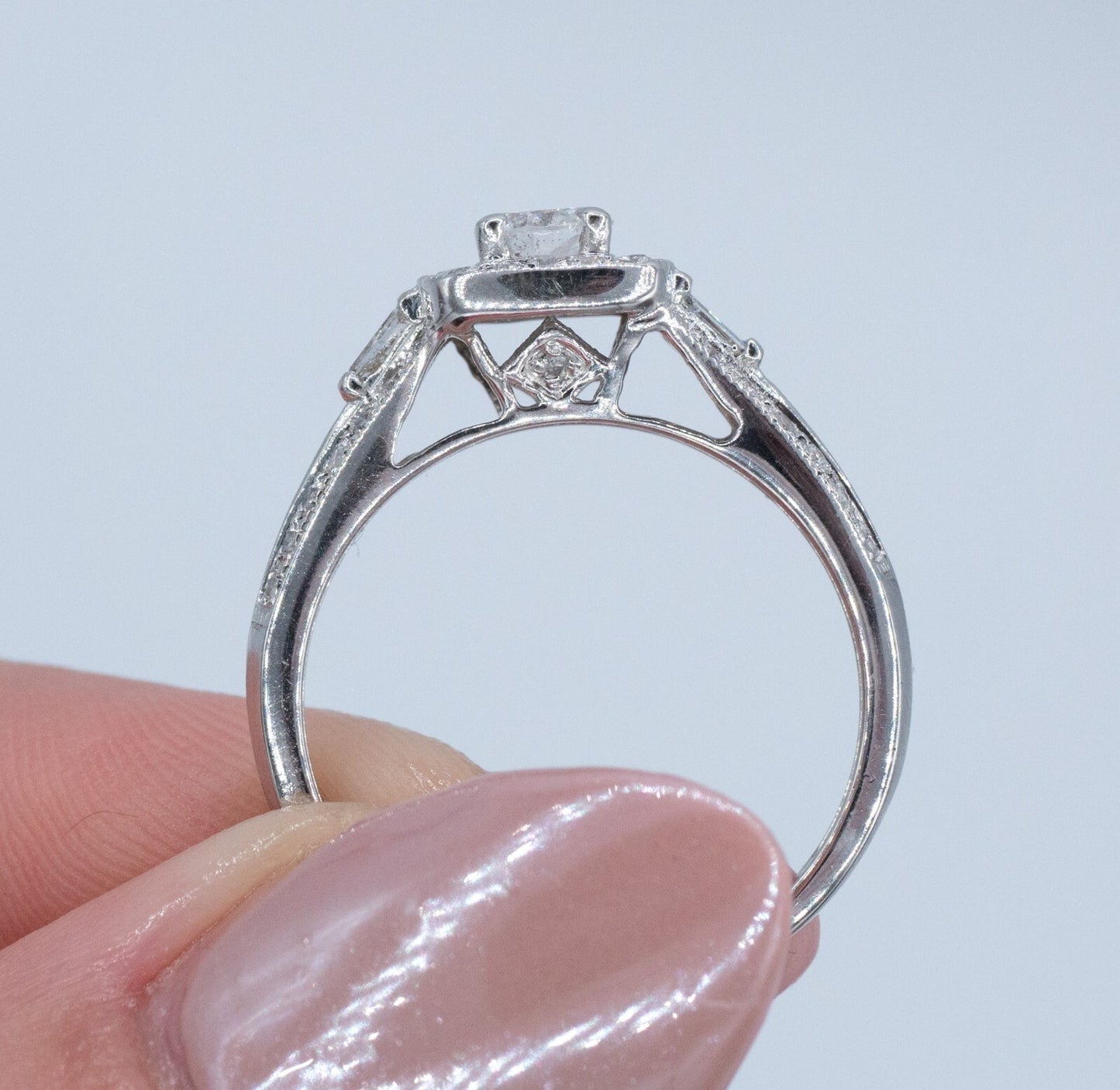 0.58ct Round Brilliant Diamond Milgrain Wedding Set — GIA Certified, 14k White Gold
