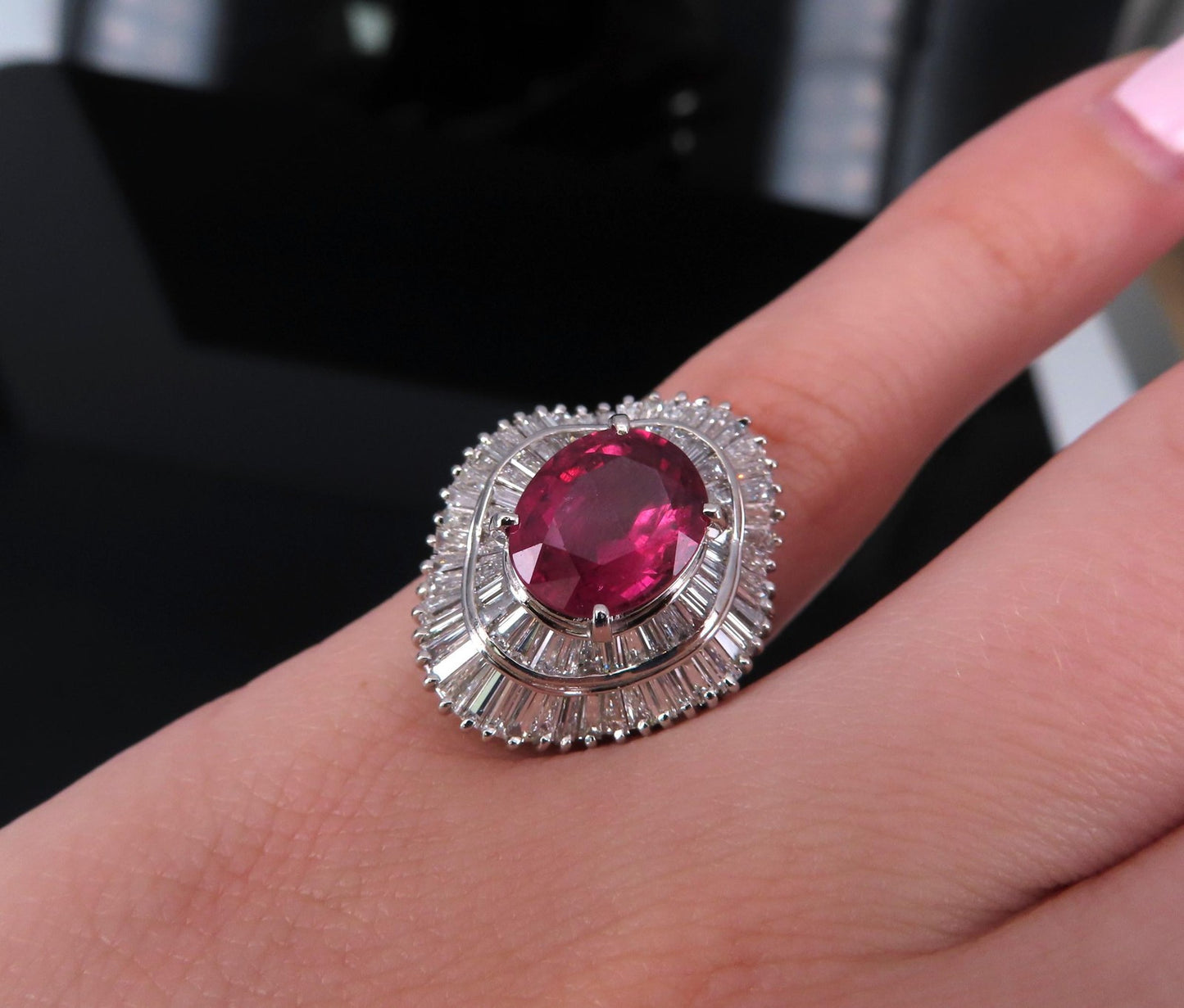 3.04ct Oval Ruby & 1.64ct Diamond Ring — GIA Certified, Platinum