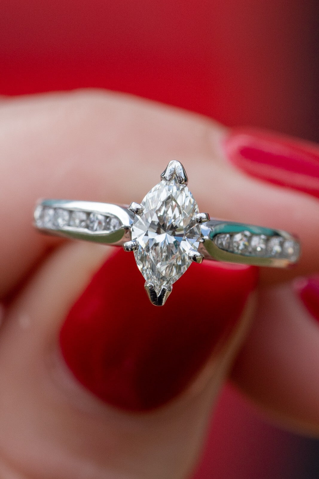 0.98ct Marquise Diamond Engagement Ring — GIA Certified, Platinum