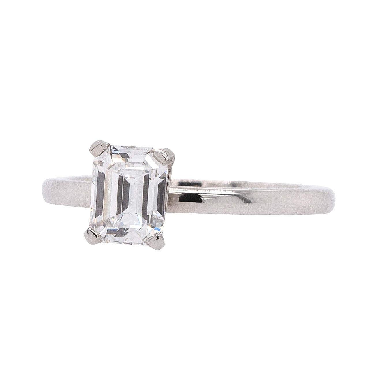 1.12ct Emerald Cut Diamond Engagement Ring — GIA Certified, Platinum