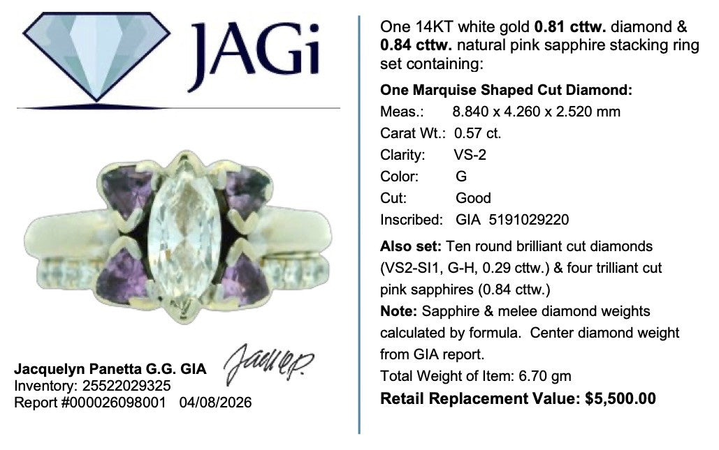 1.7ct Marquise Diamond Wedding Set — GIA Certified, 14k White Gold