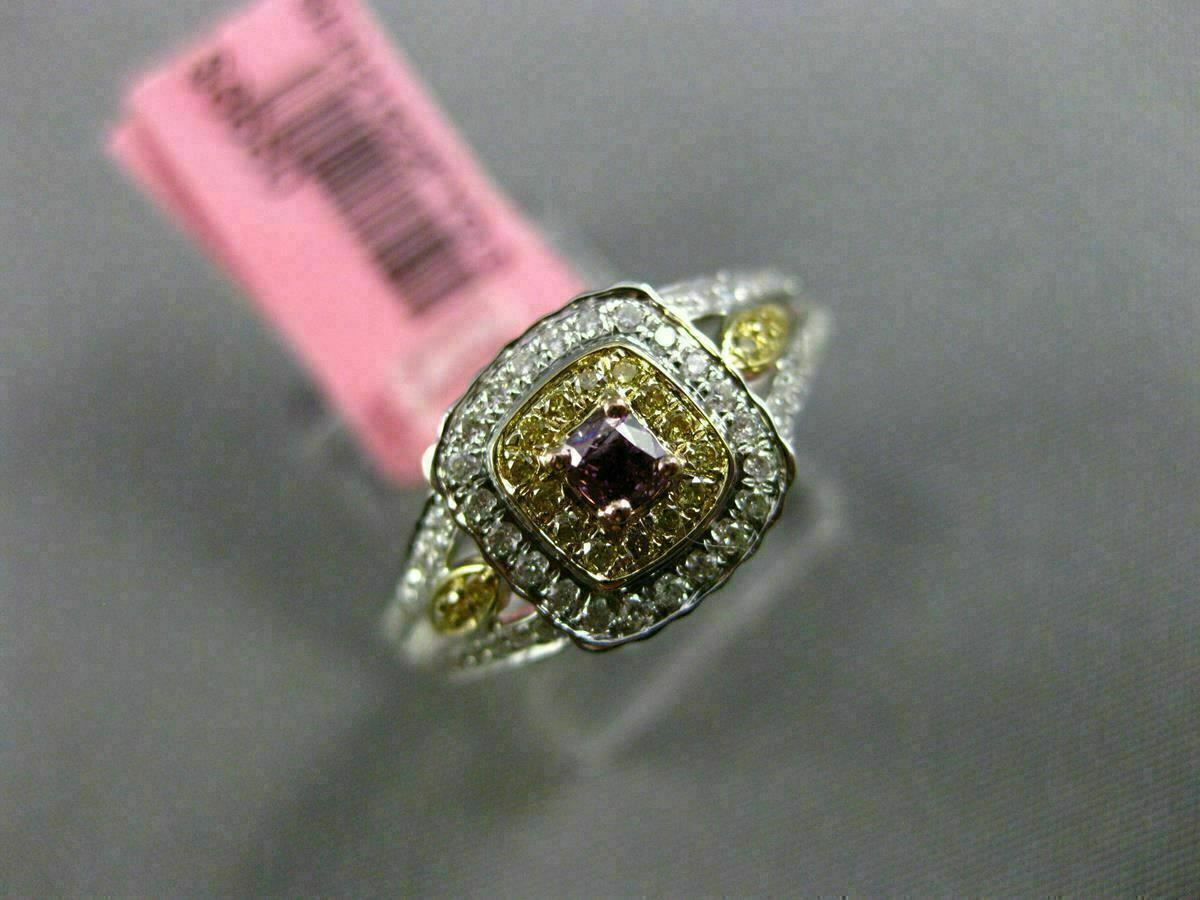 0.44ct Fancy Deep Pink-Purple Diamond 3D Square Halo Ring — GIA Certified, 18k Tri-Color Gold