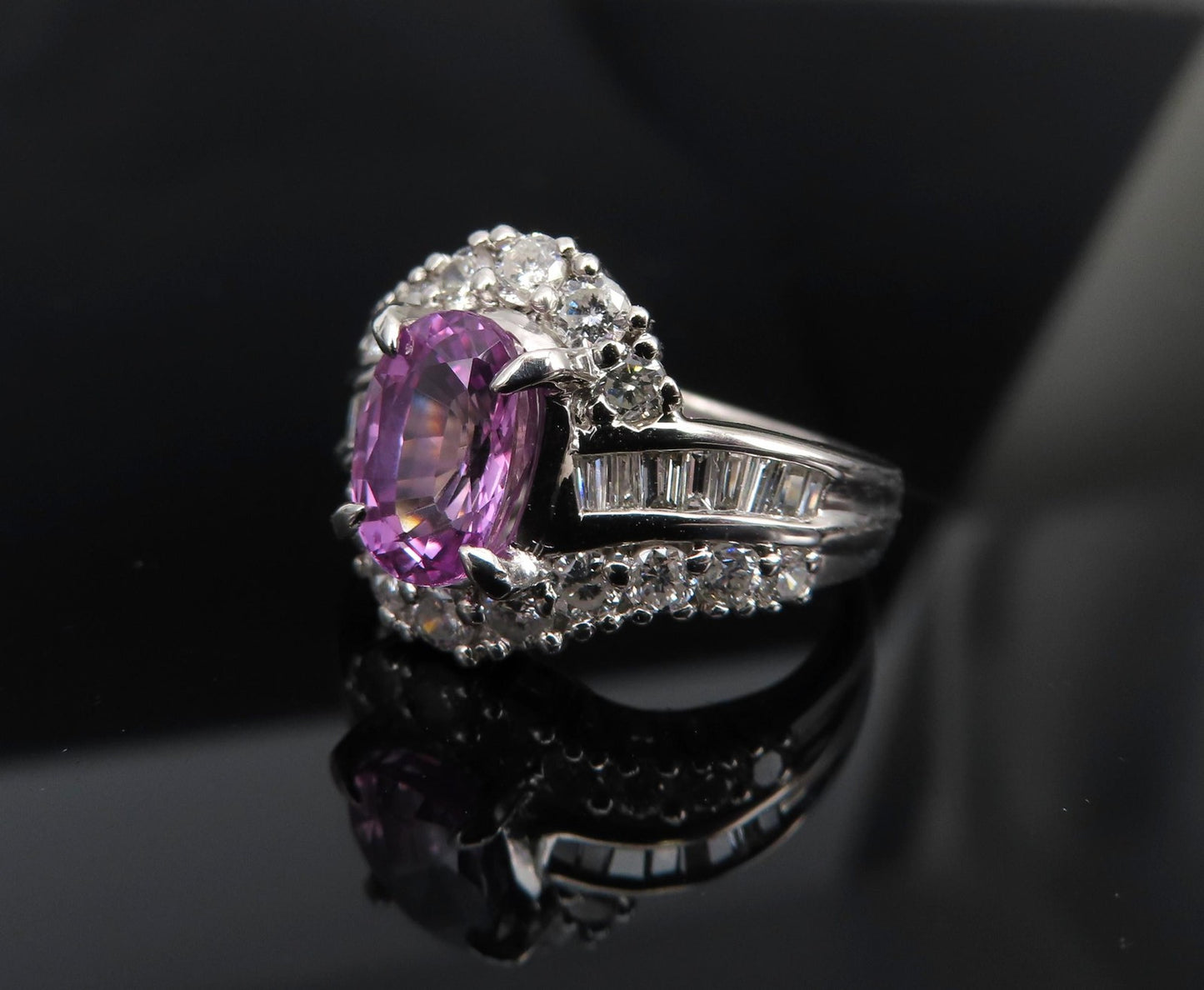 2.02ct Oval Pink Sapphire & 1.00ct Diamond Ring — GIA Certified, Platinum