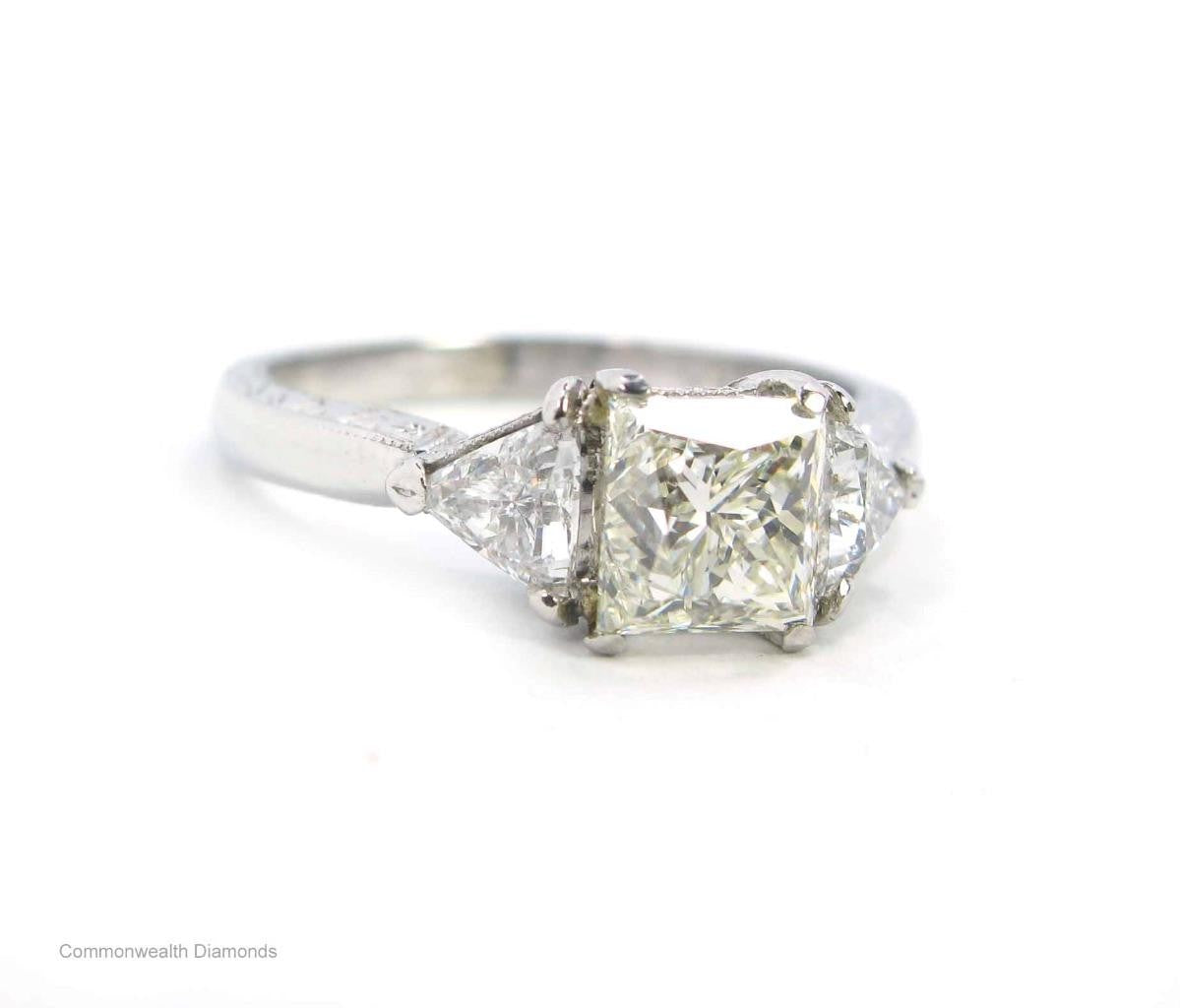 1.31ct Rectangular Modified Brilliant Diamond 3-Stone Ring — GIA Certified, Platinum