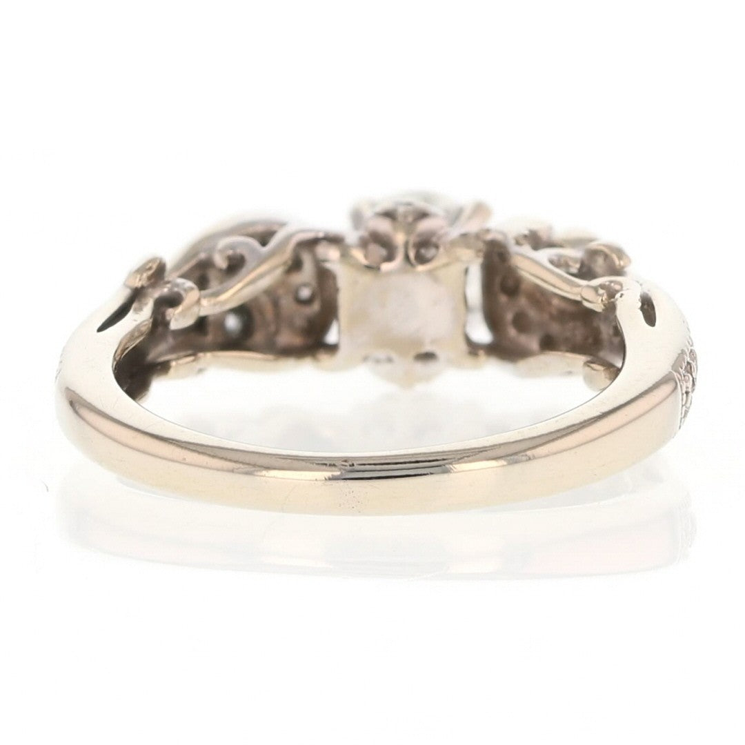 0.51ct Round Brilliant Diamond Swirl Pavé Engagement Ring — GIA Certified, 14k White Gold