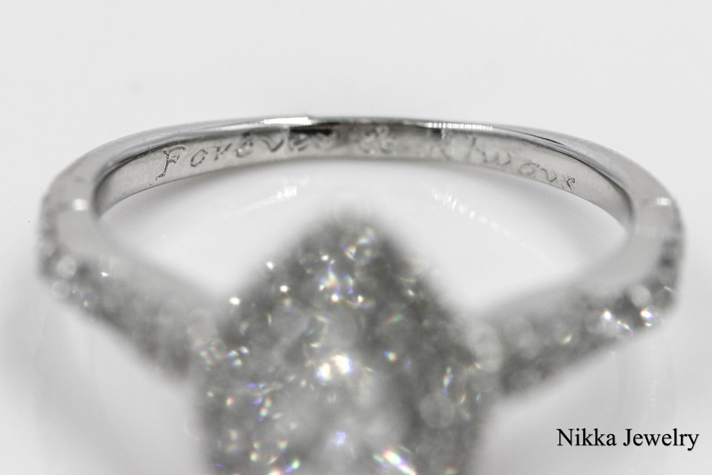 0.41ct Pear Brilliant Diamond Halo Engagement Ring — GIA Certified, 14k White Gold